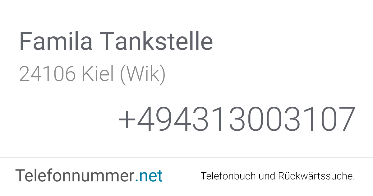 Famila Tankstelle Kiel (Wik), Prinz-Heinrich-Straße 20: Telefonnummer