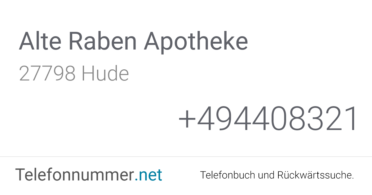 Alte Raben Apotheke Hude, Parkstraße 12 Telefonnummer