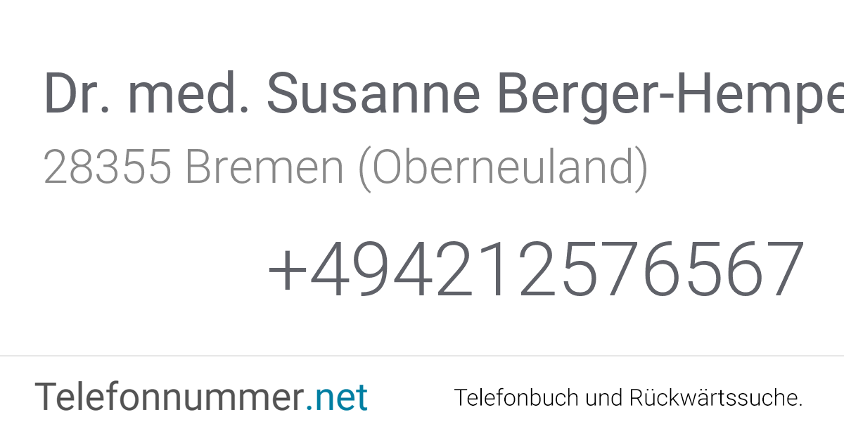 Dr. med. Susanne BergerHempel Bremen (Oberneuland), Oberneulander