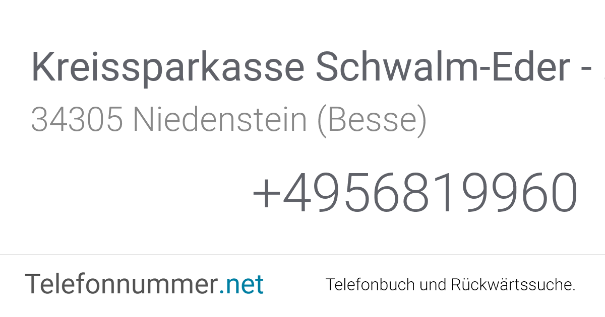 Kreissparkasse Schwalm-Eder - Geldautomat Niedenstein ...