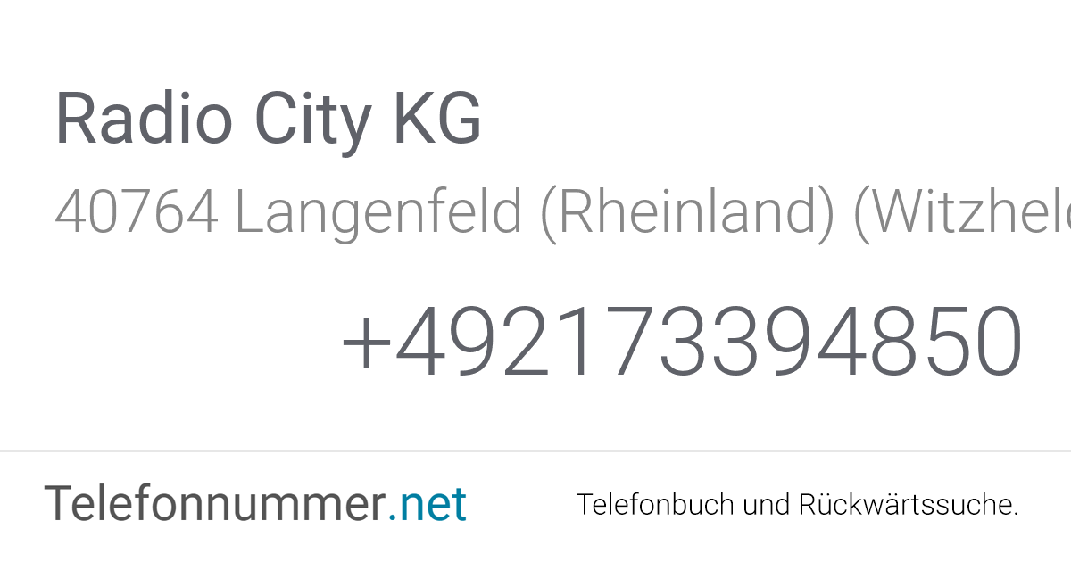 Radio City KG Langenfeld (Rheinland) (Witzhelden), Max ...