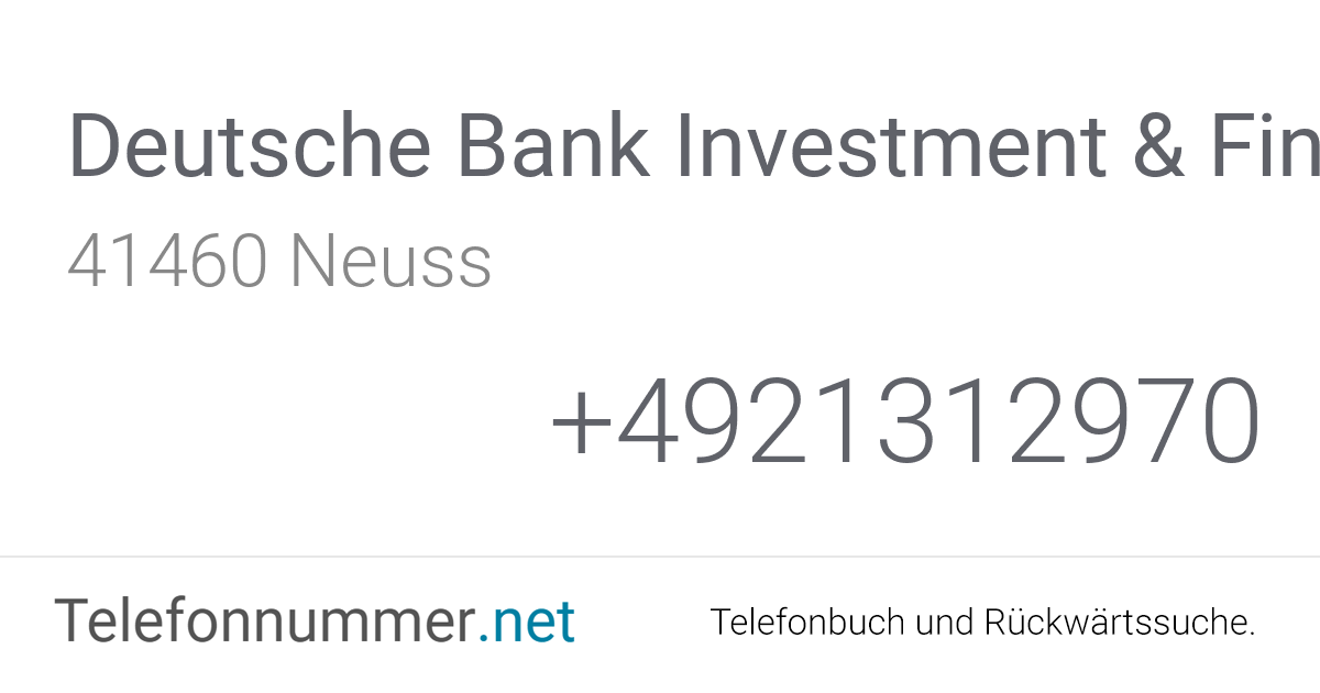 Deutsche Bank Investment & FinanzCenter Neuss ...