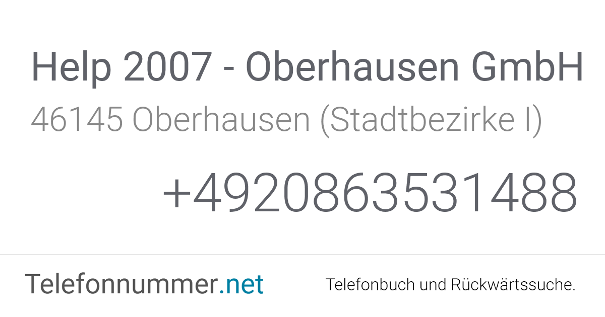 Help 2007 - Oberhausen GmbH Oberhausen (Stadtbezirke I ...