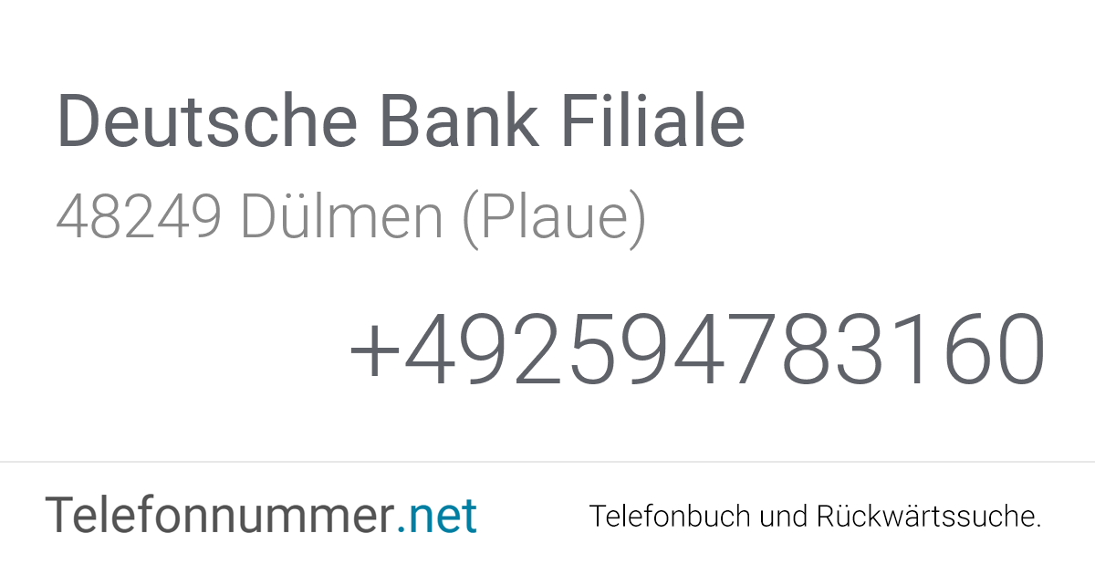 Deutsche Bank Filiale Dülmen (Plaue), Overbergstraße 3 ...