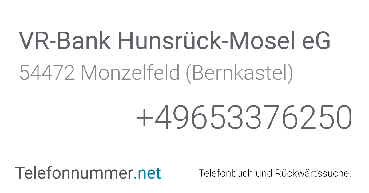 VR-Bank Hunsrück-Mosel eG Monzelfeld (Bernkastel ...