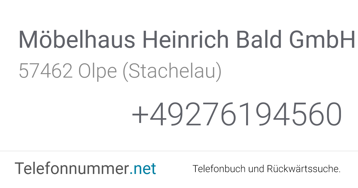 Möbelhaus Heinrich Bald GmbH & Co.KG Olpe (Stachelau