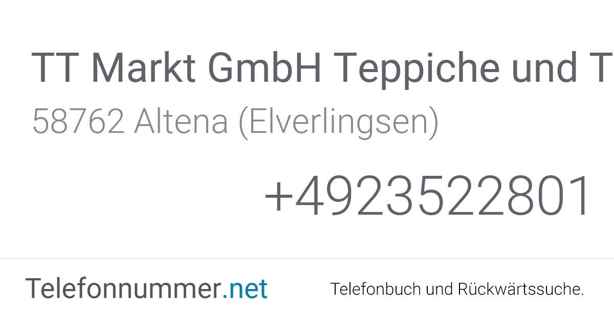 TT Markt GmbH Teppiche und Tapeten Altena (Elverlingsen ...