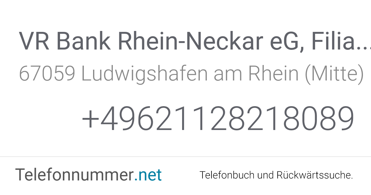 VR Bank Rhein-Neckar eG, Filiale Ludwigshafen-Mitte ...