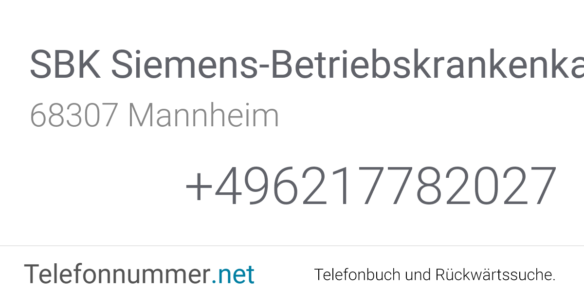 SBK Siemens-Betriebskrankenkasse Mannheim, Sandhofer ...