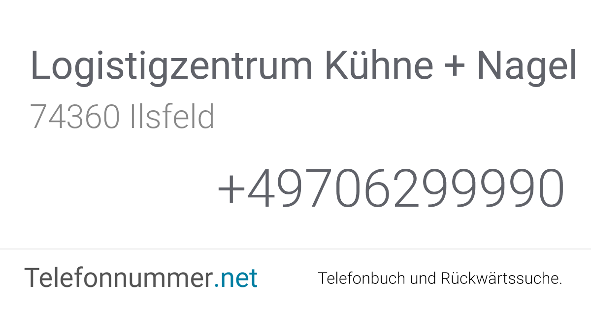 Logistigzentrum Kühne + Nagel Ilsfeld, Bustadt 38 Telefonnummer & Adresse