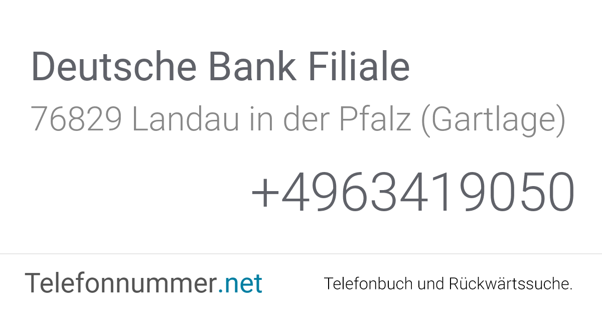 Deutsche Bank Filiale Landau in der Pfalz (Gartlage ...