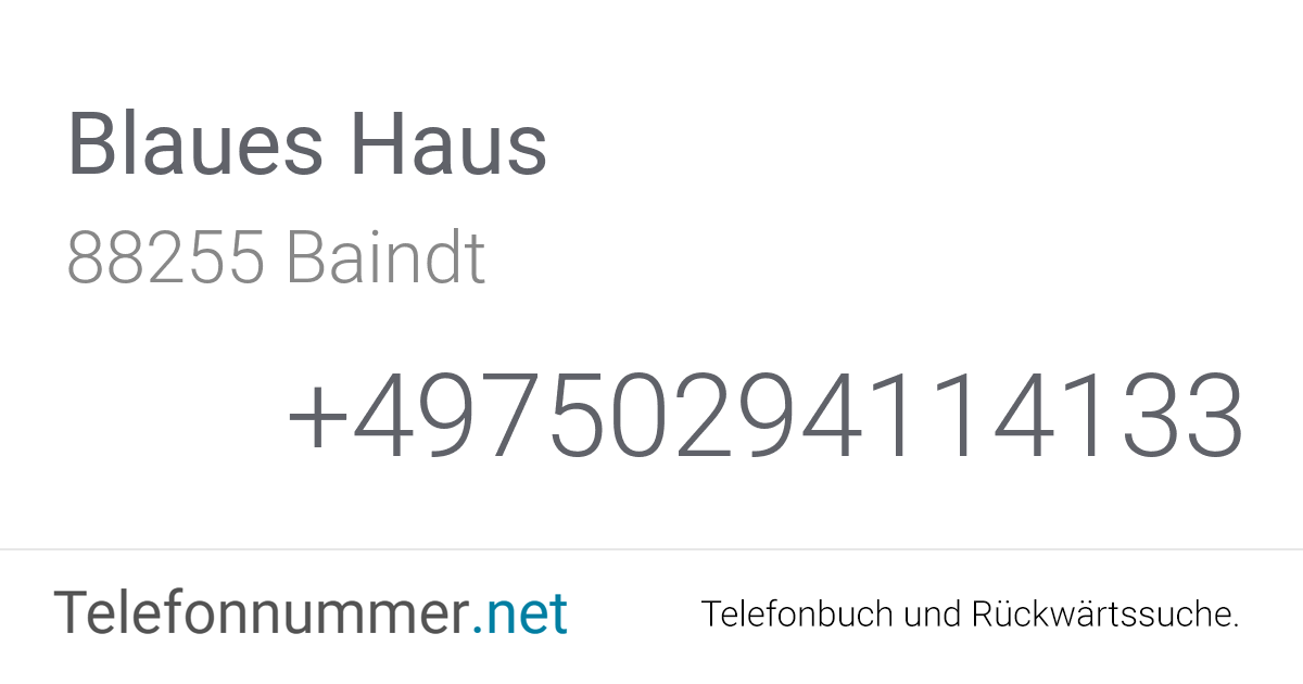 Blaues Haus Baindt, Boschstraße 1: Telefonnummer & Adresse