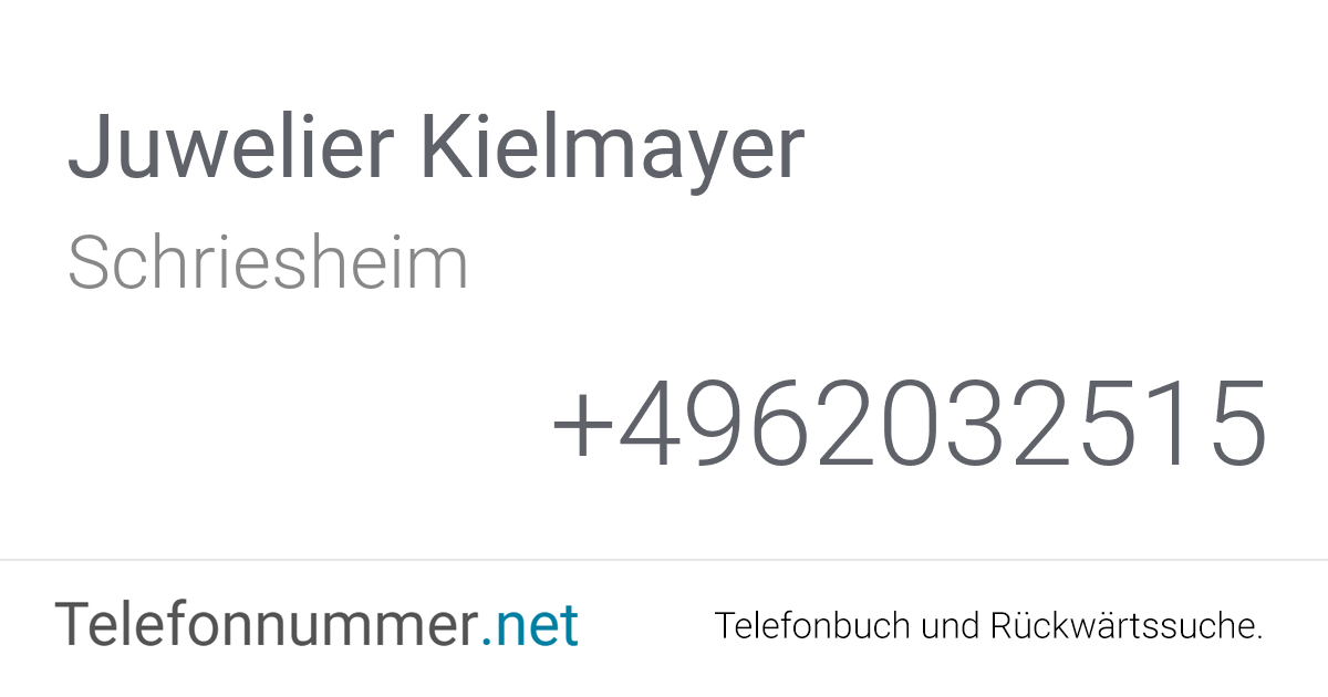 Juwelier Kielmayer Schriesheim: Telefonnummer