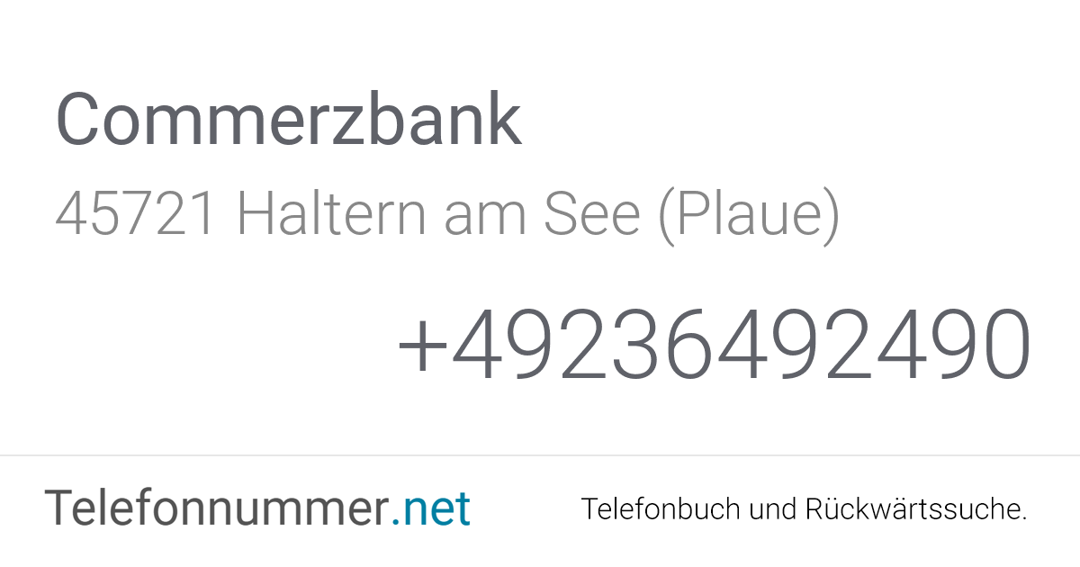 Commerzbank Haltern am See (Plaue), Mühlenstraße 1 Telefonnummer & Adresse