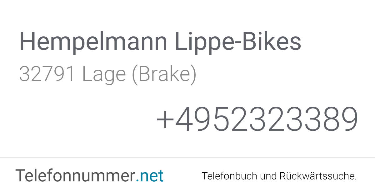 Hempelmann LippeBikes Lage (Brake), Detmolder Straße 27