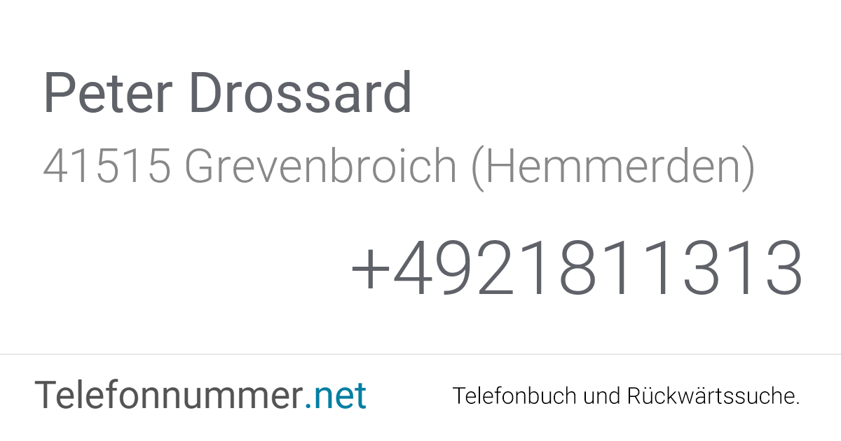 Peter Drossard Grevenbroich (Hemmerden), Bahnstraße 77