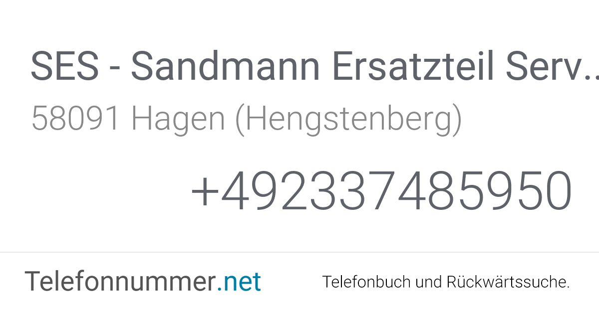 SES Sandmann Ersatzteil Service Hagen (Hengstenberg