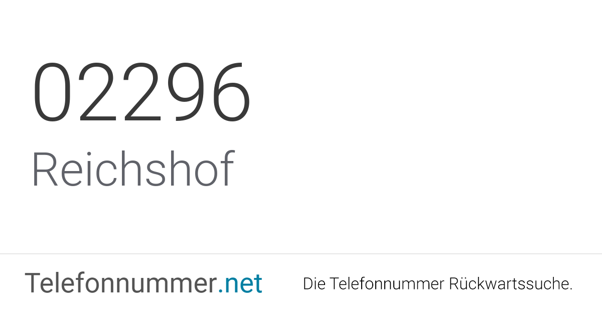 Ortsvorwahl 02296 Telefonnummer Aus Reichshof Spam Anrufe