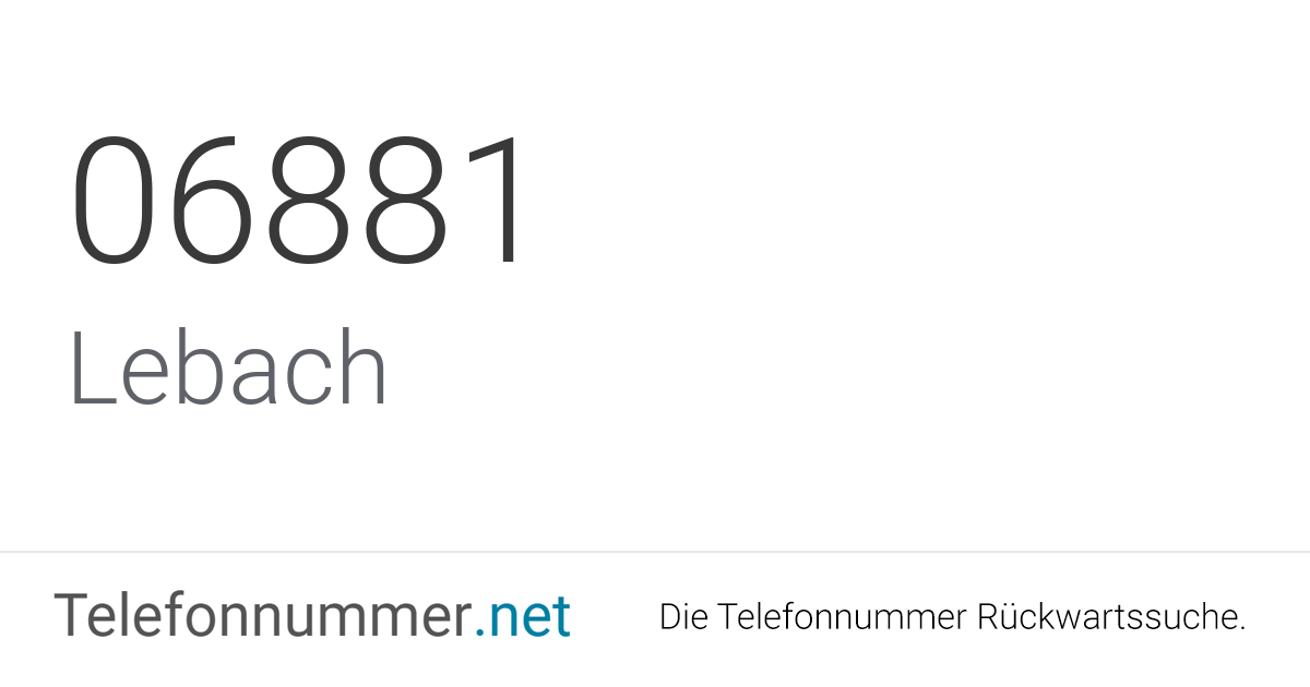 Ortsvorwahl 06881 Telefonnummer Aus Lebach Spam Anrufe